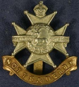 The cap badge of the Sherwood Foresters, Black's regiment.