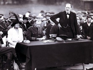 Churchill visiting the Enfield Lock Munitions Works, 1915